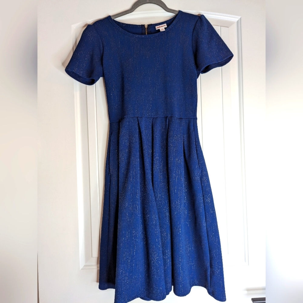 Blue Glitter Lularoe Amelia Dress